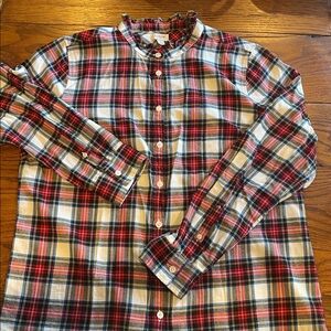 J. Crew Multicolor Plaid Ruffle Collar Shirt